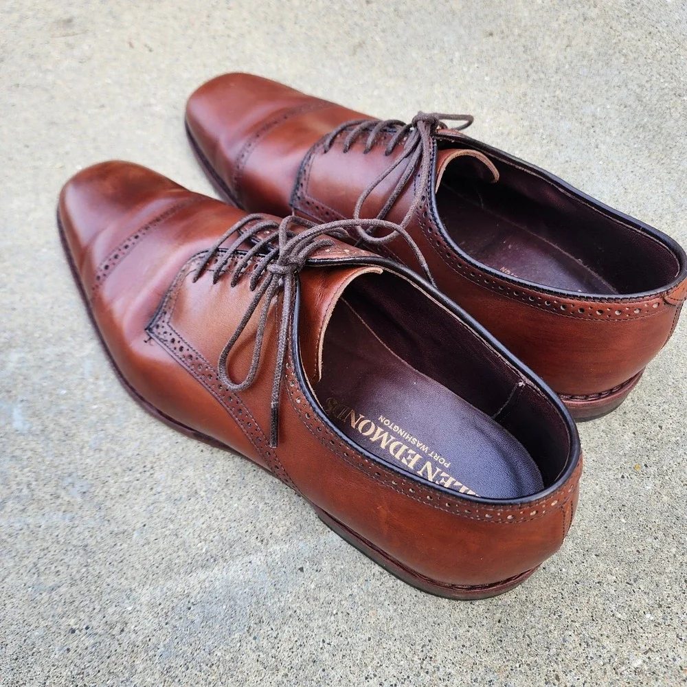 ALLEN EDMONDS CLARKSTON - Mens 12 D - Brown Derby Brogue USA Dress Shoes Preppy